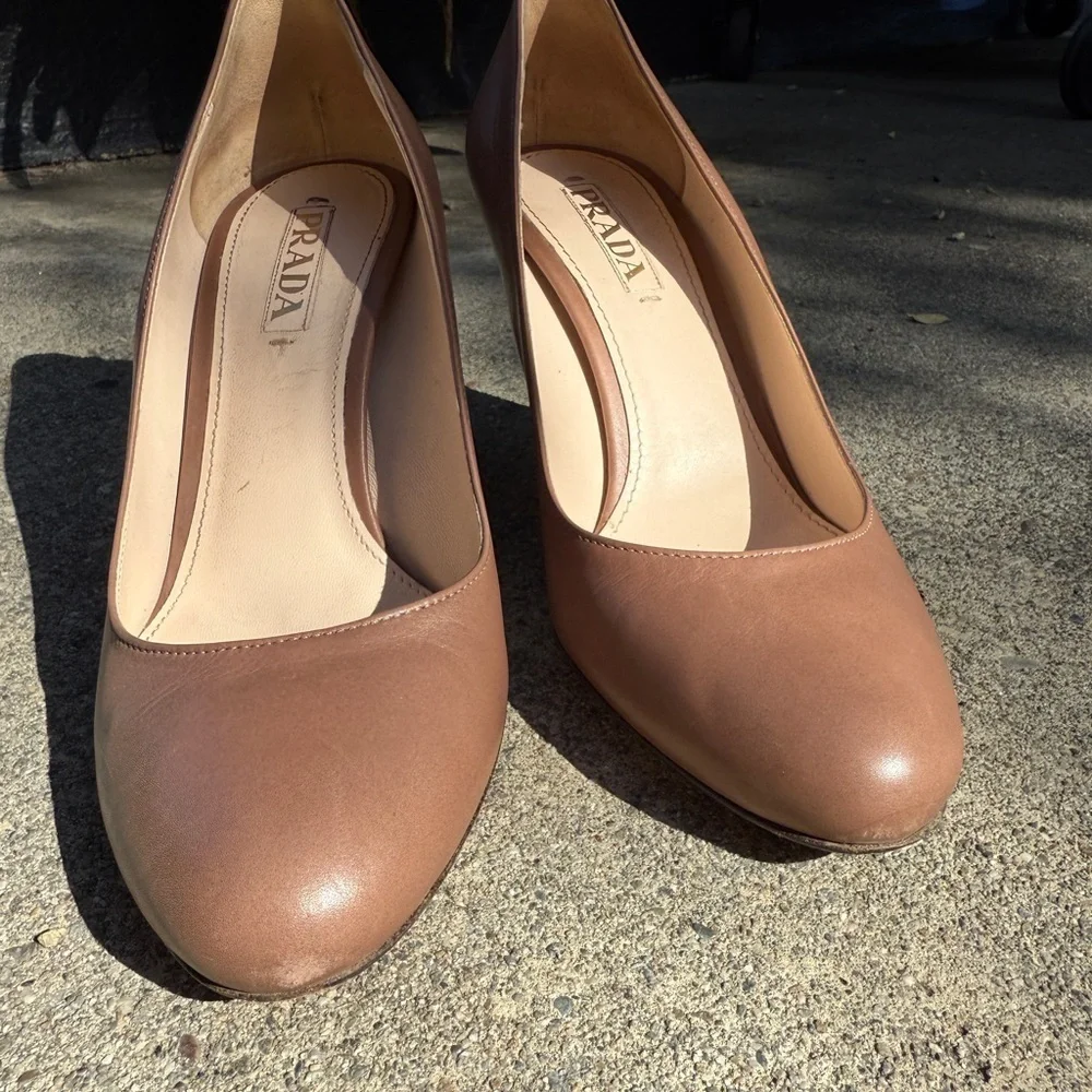 Prada mocha heels.